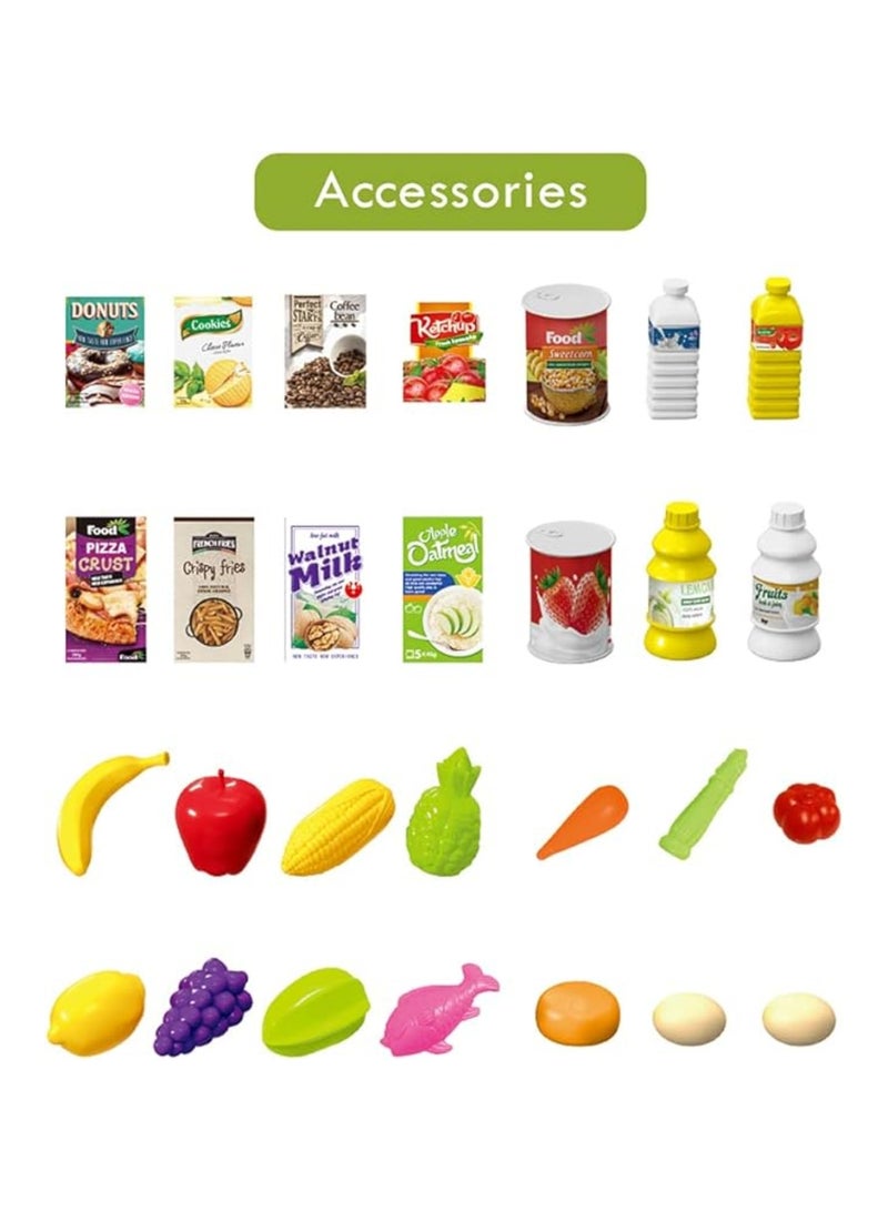 Home Pretend Supermarket Trolley Accessory Kit with Wheels Role Play Set for Kids - Image 4